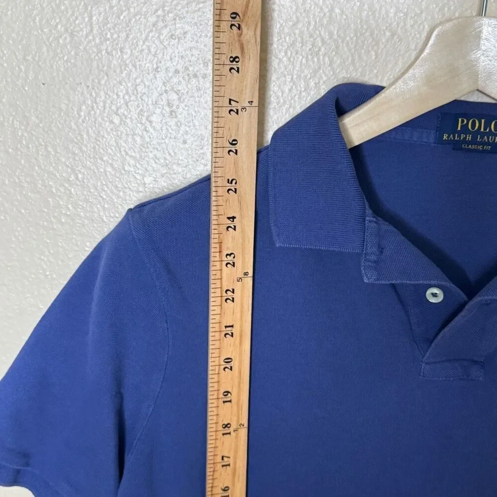 Poll Ralph Lauren Shirt Mens Medium Blue Polo Short Sleeve Cotton Soft Classic